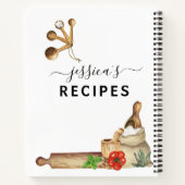 Rezepte Kochbuch Aquarell Monogramm Küche Notizblock (Rückseite)