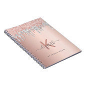 Rezepte Kochbuch Monogramm Glitzer Rose Gold Notizblock (Rechte Seite)