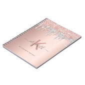 Rezepte Kochbuch Monogramm Glitzer Rose Gold Notizblock (Linke Seite)