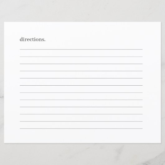 Rezepte | Minimale Recipe Binder Umschließkarte (Rückseite)