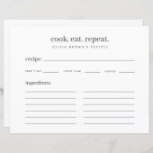 Rezepte | Minimale Recipe Binder Umschließkarte (Vorne/Hinten)