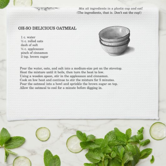 Rezepte mit Bleistift-Illustrationen; Hafermehl, Handtuch (Gefaltet)