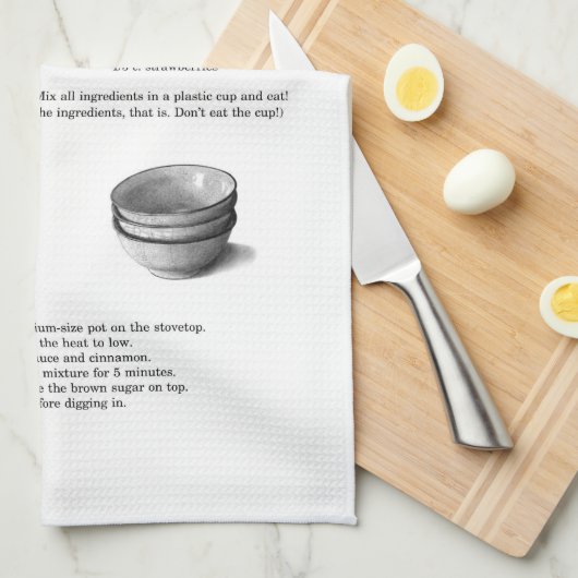 Rezepte mit Bleistift-Illustrationen; Hafermehl, Handtuch (Viertel Falte)