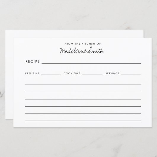 Rezepte Modernes Skript aus der Küche Rezept Karte (Vorne/Hinten)