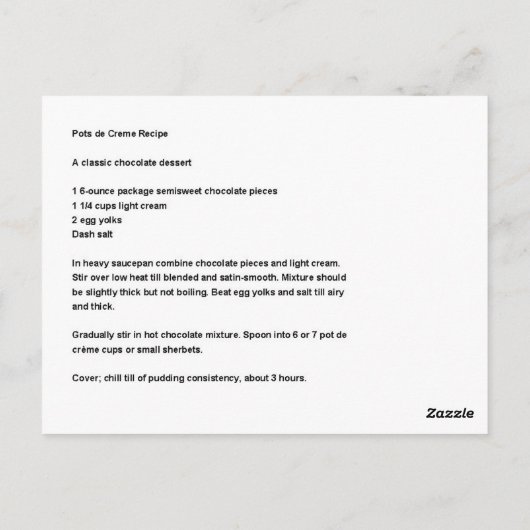 Rezepte Postkarte (Rückseite)