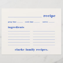 Rezepte Retro Vintag Blue Rezept Card