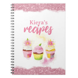 Rezepte Rosa Glitzer Cupcake Personalisiertes Note Notizblock