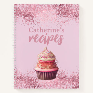 Rezepte Rosa Glitzer Cupcake Personalisiertes Note Notizblock
