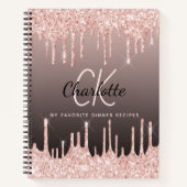 Rezepte Rose Gold Tropfen schwarz Monogramm Notizblock (Vorderseite)