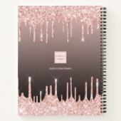 Rezepte Rose Gold Tropfen schwarz Monogramm Notizblock (Rückseite)