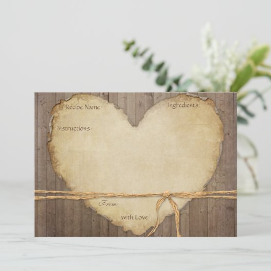 Rezepte Rustikale Holzzaun-Karten Herz-Bridal (Stehend Vorderseite)