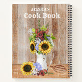Rezepte Rustikale Küche Sonnenblumen Holz Monogram Notizblock (Rückseite)