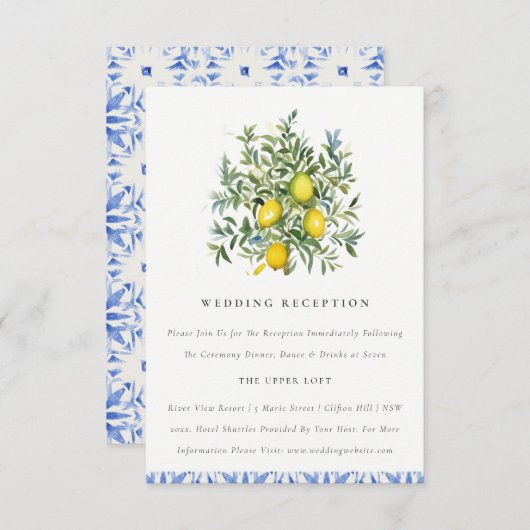 Rezeption: Boho marokkanische Gelbe Zitrone Begleitkarte (Vorne/Hinten)