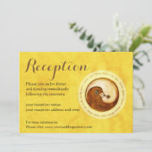 REZEPTION EINLADEN. Gold YinYang Tauben Einladung (Stehend Vorderseite)
