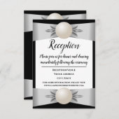 Rezeption für die feierliche Weiße Pearl Ribbon Ho Einladung (Vorne/Hinten)