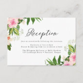 Rezeption für die Hochzeit von weichrosa Flora Begleitkarte (Vorderseite)