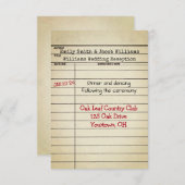 Rezeption für die Retro Library Card Hochzeit Einladung (Vorne/Hinten)