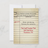 Rezeption für die Retro Library Card Hochzeit Einladung (Vorderseite)