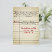 Rezeption für die Retro Library Card Hochzeit Einladung (Stehend Vorderseite)