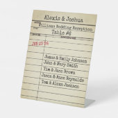 Rezeption für die Retro Library Card Hochzeit Sockelschild (Vorderseite)