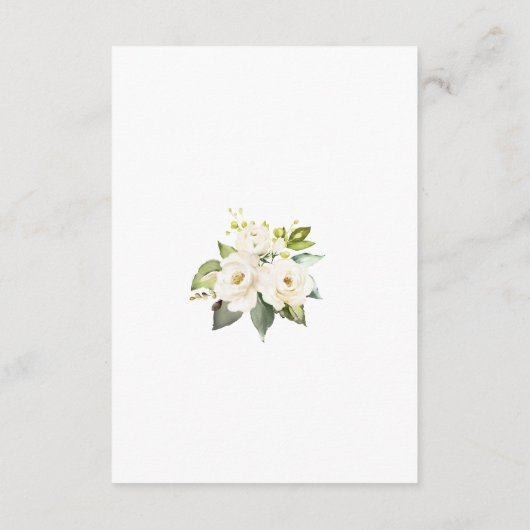 Rezeption für eine Hochzeit mit weißer Creme Begleitkarte (Rückseite)