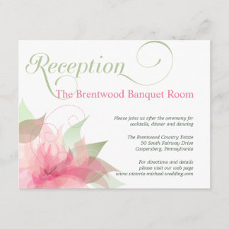Rezeption für Hochzeiten in Rosa und Weiß Begleitkarte