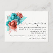 Rezeption für Hochzeiten in Türkis und Korallen Begleitkarte (Vorderseite)