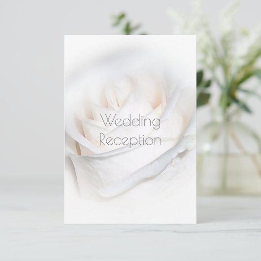 Rezeption für Hochzeitsfeiern mit weißer Rose Begleitkarte (Stehend Vorderseite)