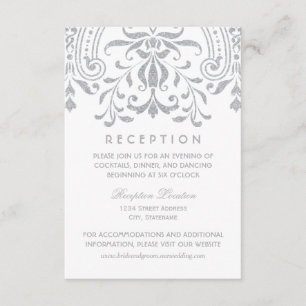 Rezeption Silber Glitter Vintage Damast Begleitkarte