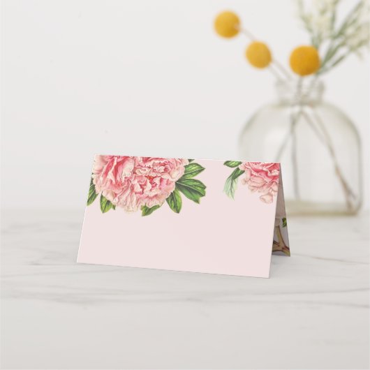 REZEPTION WEDD Vintage Rosa Blütenpfirsiche Blume Platzkarte (Vorderseite)