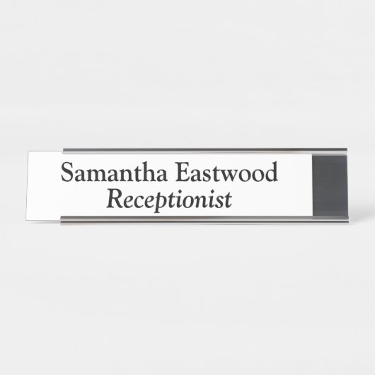 Rezeptionist White Schreibtischnamensplakette (Vorderseite )