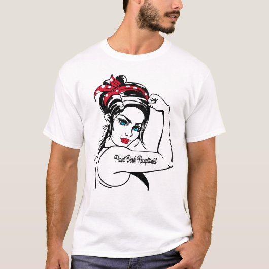 Rezeptionistin Rosie The Riveter Button Up T-Shirt (Vorderseite)