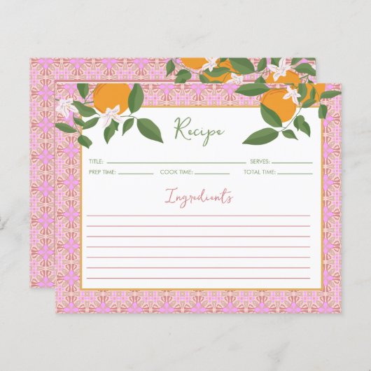 Rezeptionskarte für orange und Tiles | Kücheneinri (Vorne/Hinten)