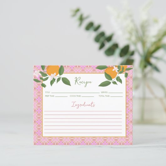 Rezeptionskarte für orange und Tiles | Kücheneinri (Stehend Vorderseite)