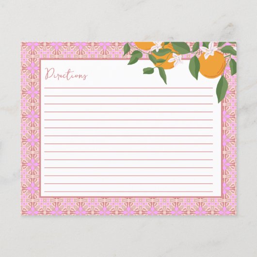 Rezeptionskarte für orange und Tiles | Kücheneinri (Rückseite)