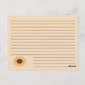 Rezeptionskarte für Sonnenblumen Postkarte (Rückseite)