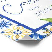 Rezeptionskarten Blue Tiles Lemons Brautparty Sign Poster (Ecke)