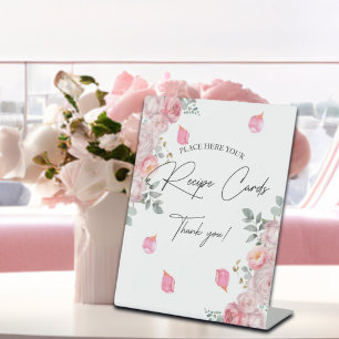 Rezeptionskarten Blush Rose Petals Brautparty Sockelschild