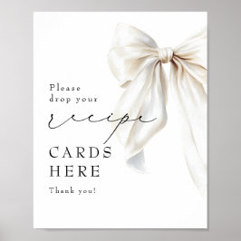 Rezeptionskarten Elegantes White Bow Brautparty Si Poster