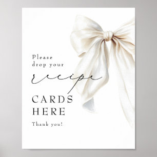Rezeptionskarten Elegantes White Bow Brautparty Si Poster