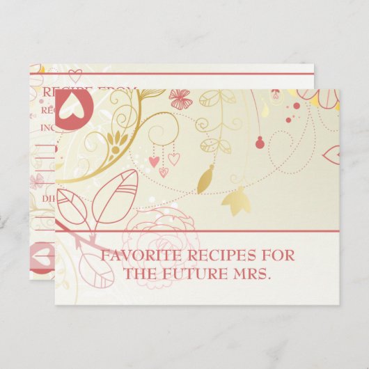 Rezeptionskarten für Brautparty - Vintage Blumenbe Postkarte (Vorne/Hinten)