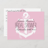 Rezeptionskarten für Nautische Anker-Brautparty Einladungspostkarte (Vorne/Hinten)