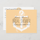 Rezeptionskarten für Nautische Anker-Brautparty Einladungspostkarte (Vorne/Hinten)