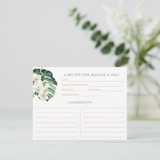 Rezeptionskarten für tropisches botanisches Brautp Einladung (Stehend Vorderseite)