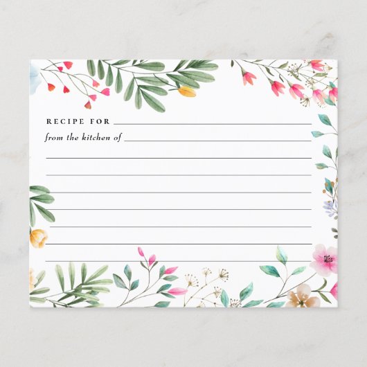 Rezeptionskarten für Wildblumen (Vorderseite)