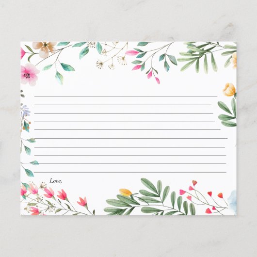 Rezeptionskarten für Wildblumen (Rückseite)