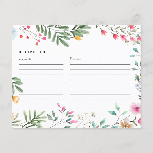 Rezeptionskarten für Wildblumen (Vorderseite)