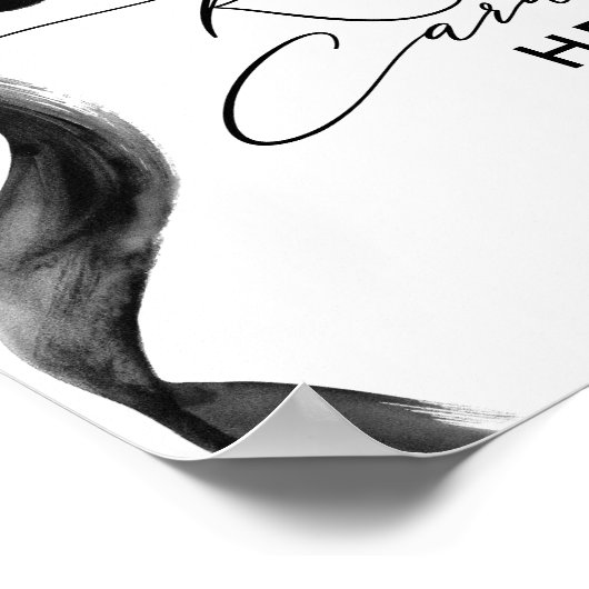 Rezeptionskarten Hier Schwarzes Bow-Brautparty-Zei Poster (Ecke)