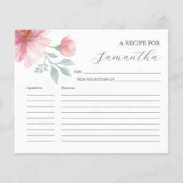 Rezeptionskarten Rosa Aquarellfarben Blume