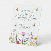 Rezeptionskarten Wildblume Schmetterlinge Brautpar Sockelschild (Vorderseite)